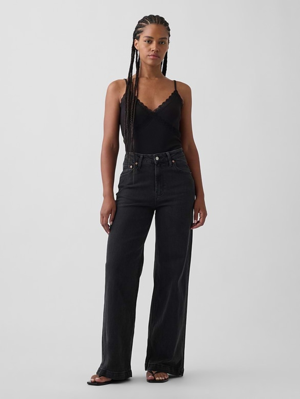 Gap curvy high rise stride wide leg jeans